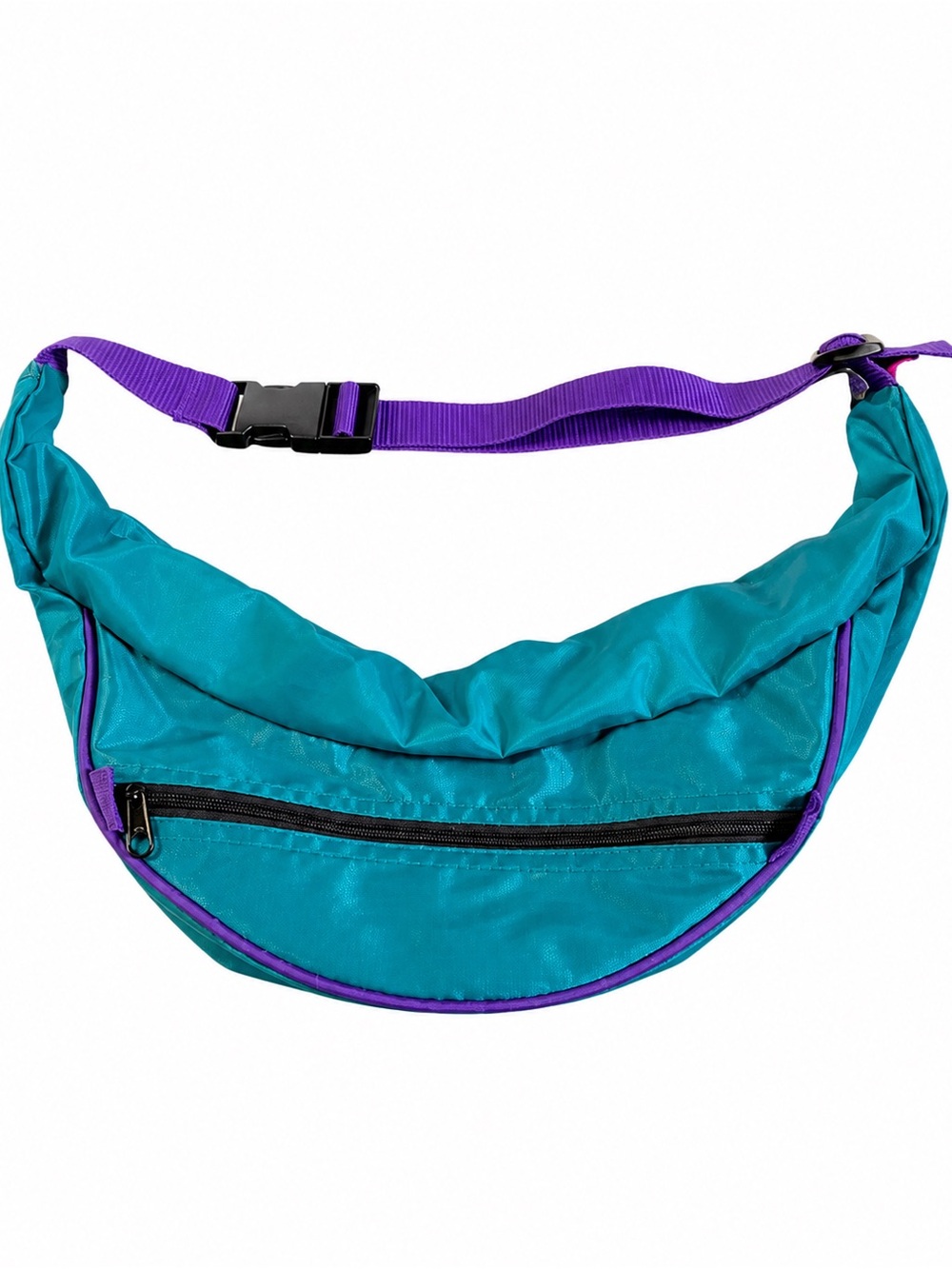 Vintage 90s Teal & Purple Crescent Cross Body Fanny Pack Bag – EUC